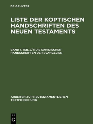 cover image of Die sahidischen Handschriften der Evangelien
